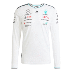 Playera Manga Larga Mercedes AMG F1 2025 Blanca Piloto