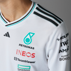 Playera Manga Larga Mercedes AMG F1 2025 Blanca Piloto