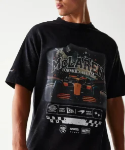 Playera McLaren X New Era 2025 Washed Negra Oversize