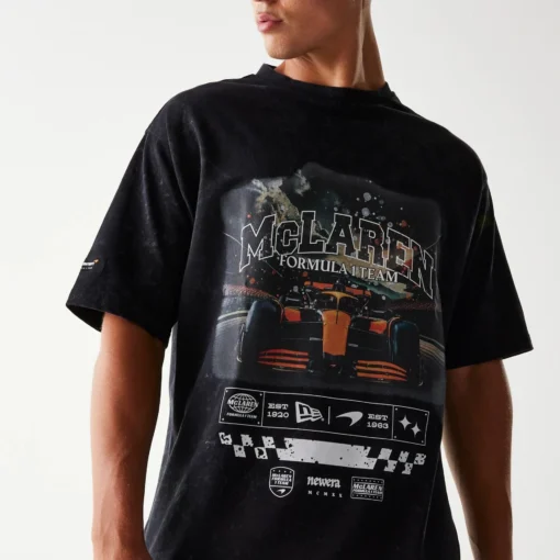 Playera McLaren X New Era 2025 Washed Negra Oversize