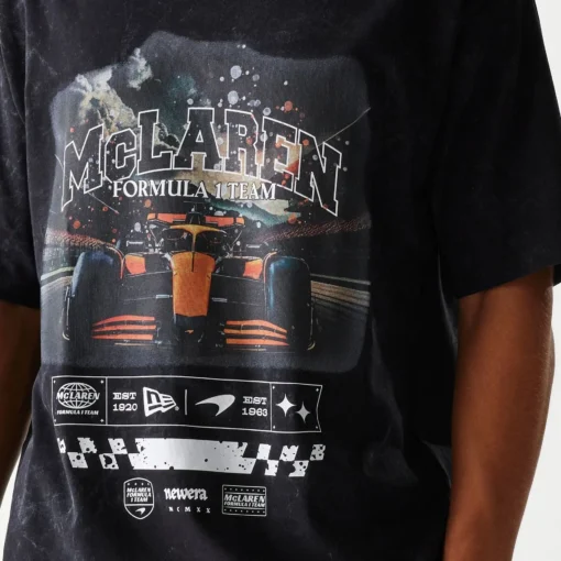 Playera McLaren X New Era 2025 Washed Negra Oversize