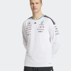 Playera Mercedes AMG F1 2026 Manga Larga Blanca Piloto