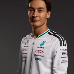 Playera Mercedes AMG F1 2026 Manga Larga Blanca Piloto