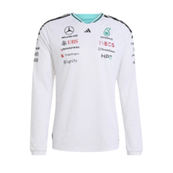 Playera Mercedes AMG F1 2026 Manga Larga Blanca Piloto